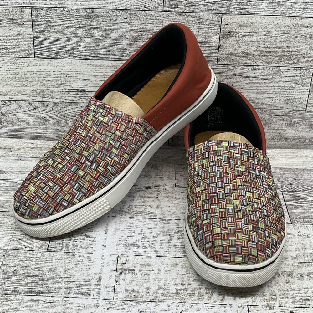 Bernie Mev Ofelia Opal Coral Stretch Woven Comfort Sneaker Women Sz EU 38 US 6.5 - Picture 1 of 10